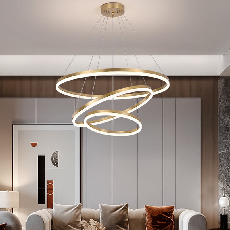 Fissaggi del lampadario a più luci di illuminazione anello moderno lampada appesa con ombra acrilica bianca