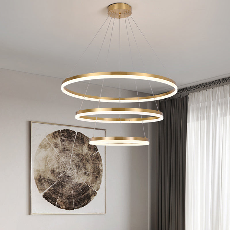 Fissaggi del lampadario a più luci di illuminazione anello moderno lampada appesa con ombra acrilica bianca