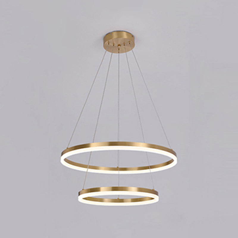 Fissaggi del lampadario a più luci di illuminazione anello moderno lampada appesa con ombra acrilica bianca