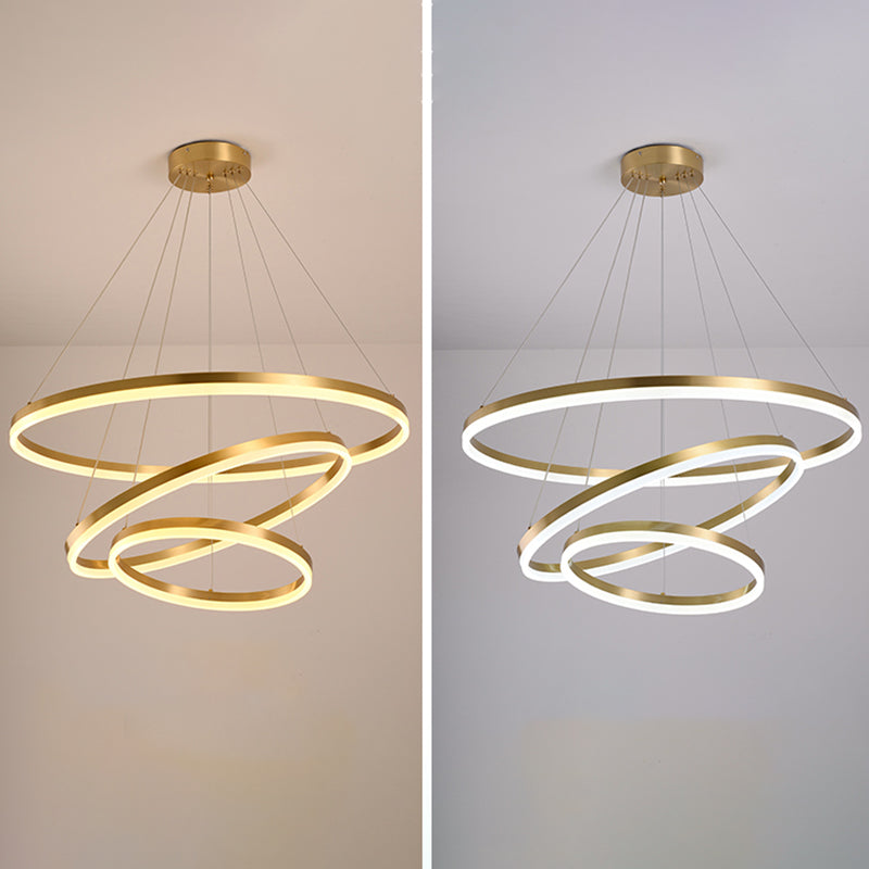 Fissaggi del lampadario a più luci di illuminazione anello moderno lampada appesa con ombra acrilica bianca