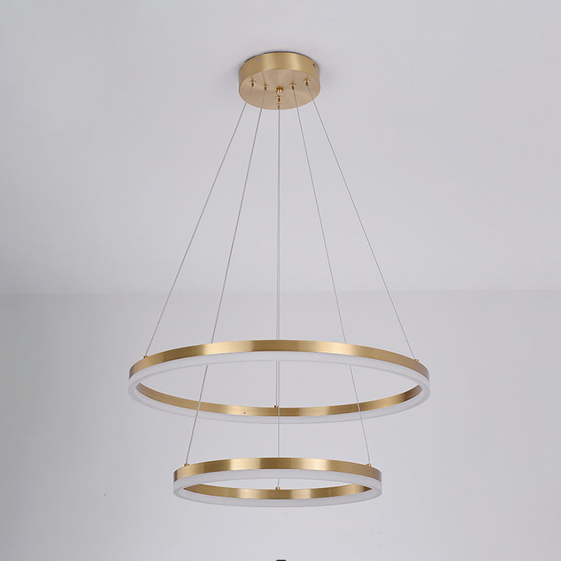 Fissaggi del lampadario a più luci di illuminazione anello moderno lampada appesa con ombra acrilica bianca