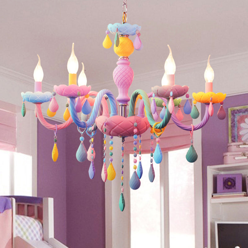 Veelkleurige kaarsenvormige kroonluchter lichte meid slaapkamer macaron verlichting hanger