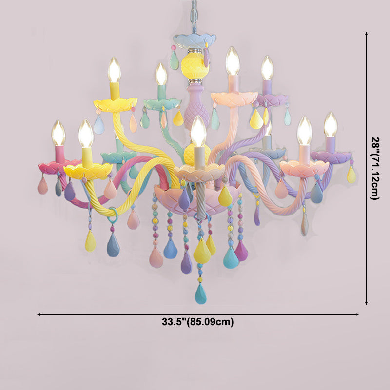 Veelkleurige kaarsenvormige kroonluchter lichte meid slaapkamer macaron verlichting hanger