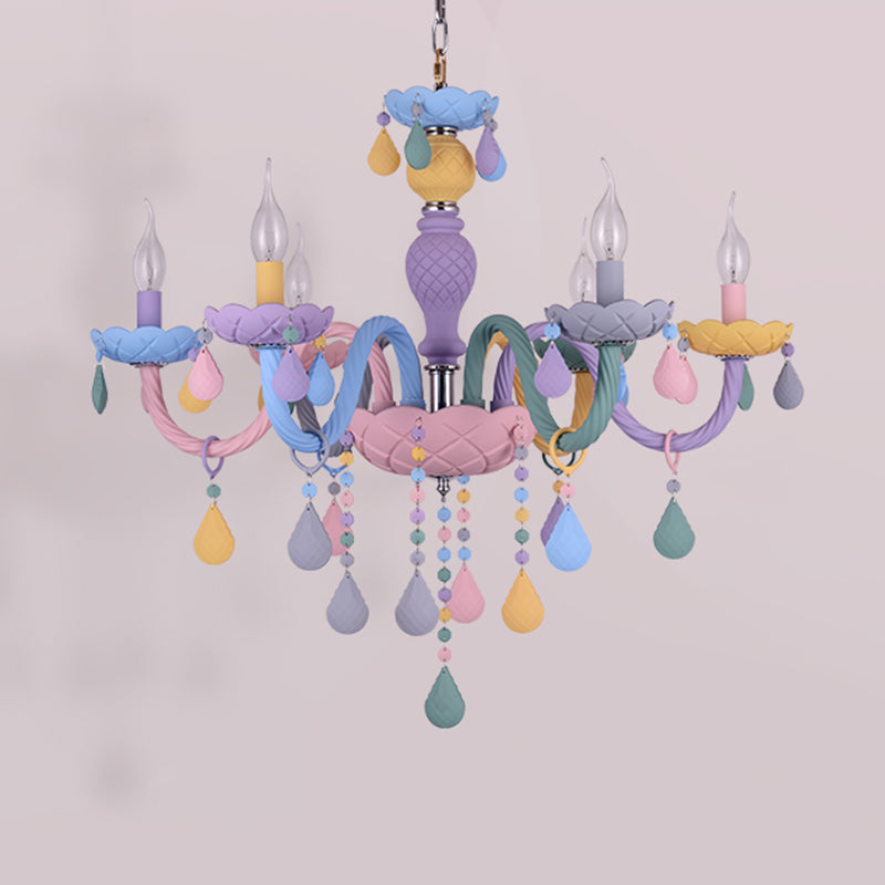 Veelkleurige kaarsenvormige kroonluchter lichte meid slaapkamer macaron verlichting hanger