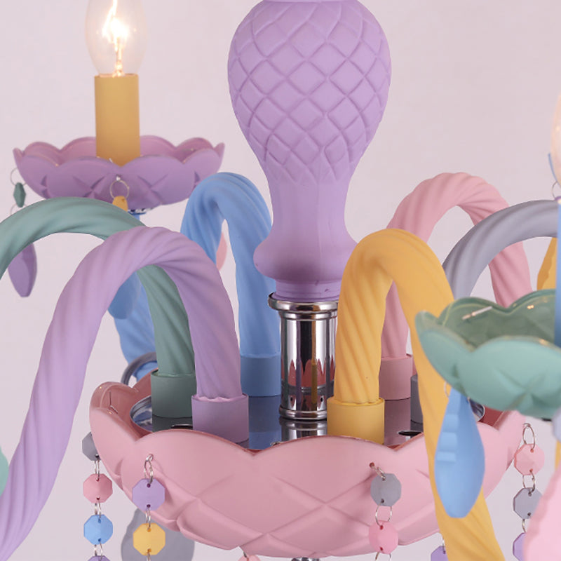 Veelkleurige kaarsenvormige kroonluchter lichte meid slaapkamer macaron verlichting hanger