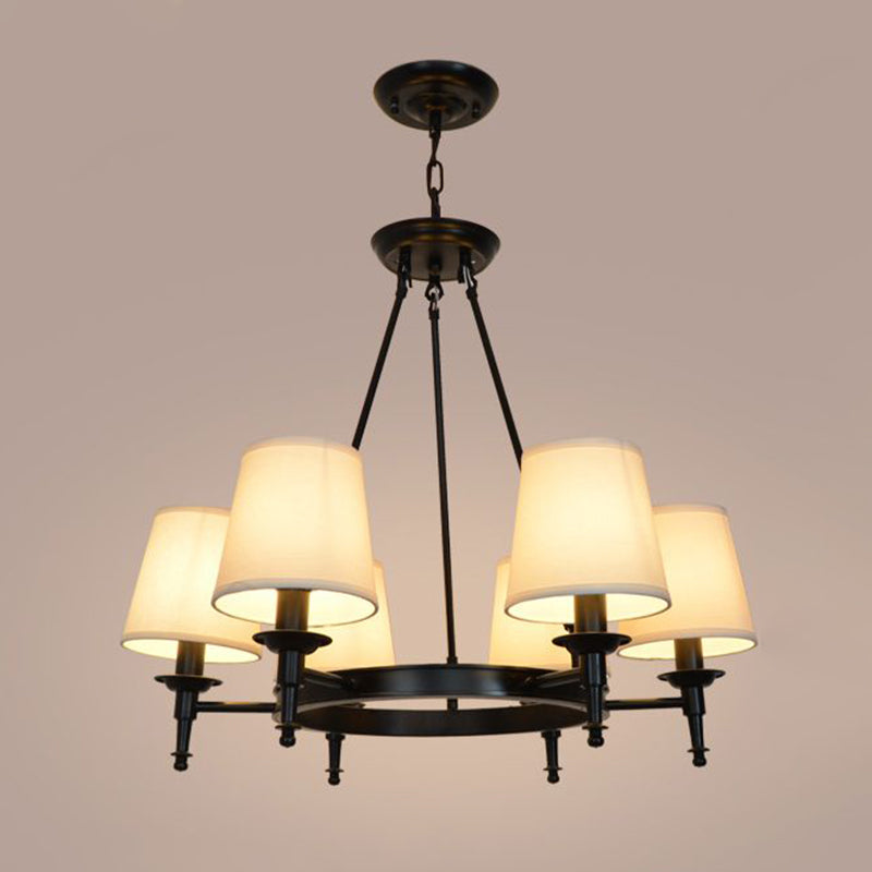 Lámparas colgantes de múltiples cabezas de lámpara de estilo americano luz colgante con sombra de tela blanca