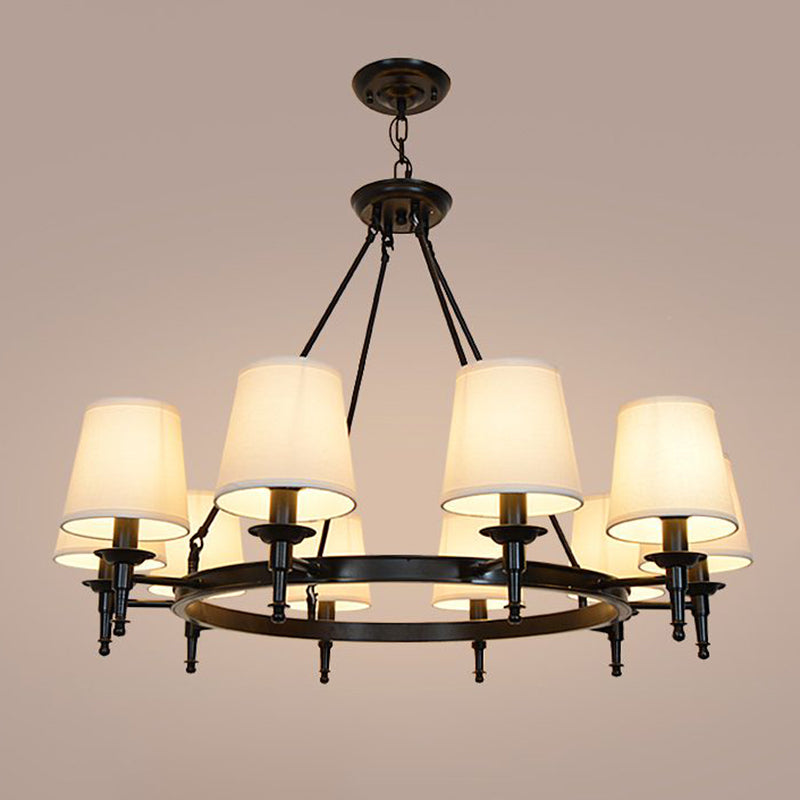 Lámparas colgantes de múltiples cabezas de lámpara de estilo americano luz colgante con sombra de tela blanca