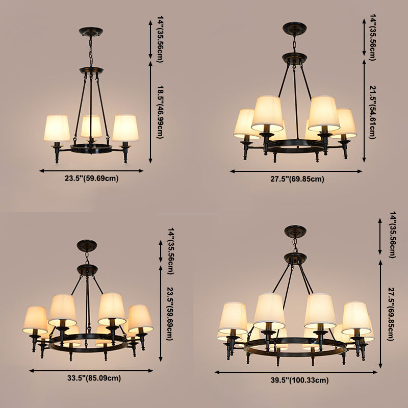 Lámparas colgantes de múltiples cabezas de lámpara de estilo americano luz colgante con sombra de tela blanca
