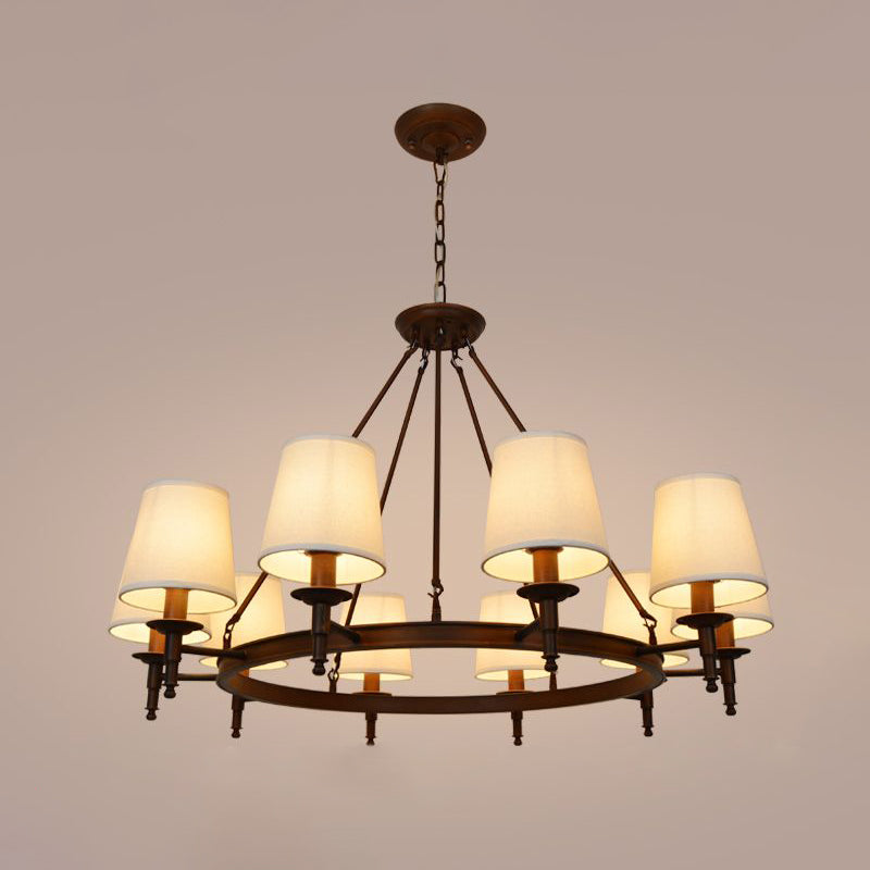 Lámparas colgantes de múltiples cabezas de lámpara de estilo americano luz colgante con sombra de tela blanca