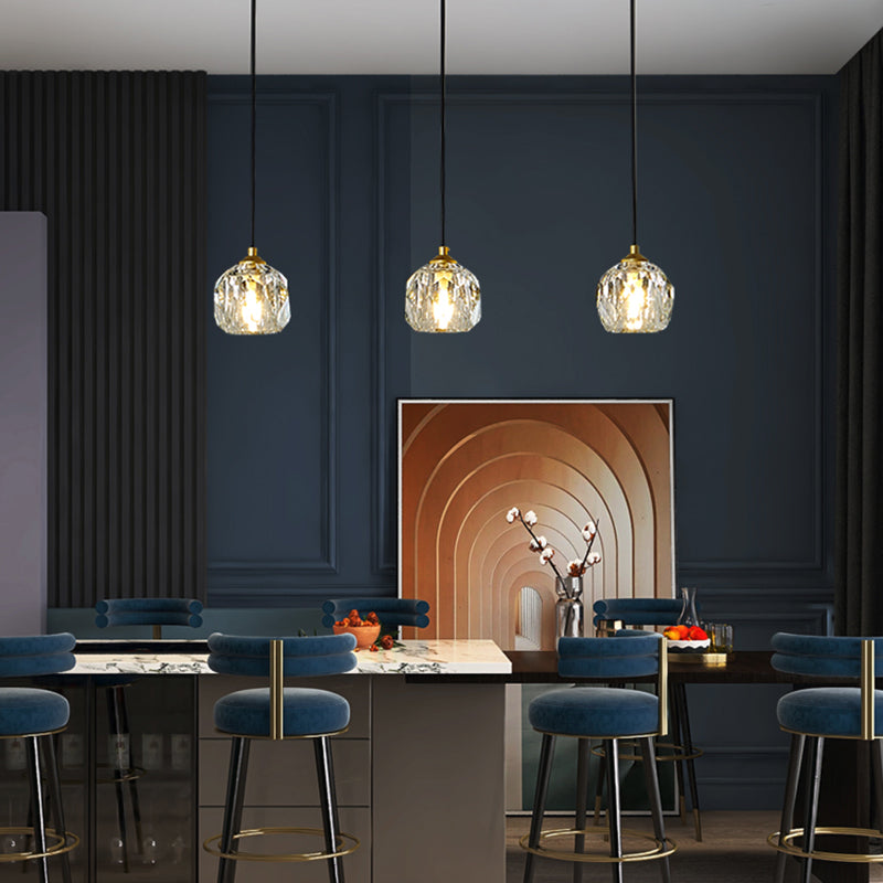 Crystal Sphere Down Lighting Pendant Modern Style Suspension Pendant Light in Gold