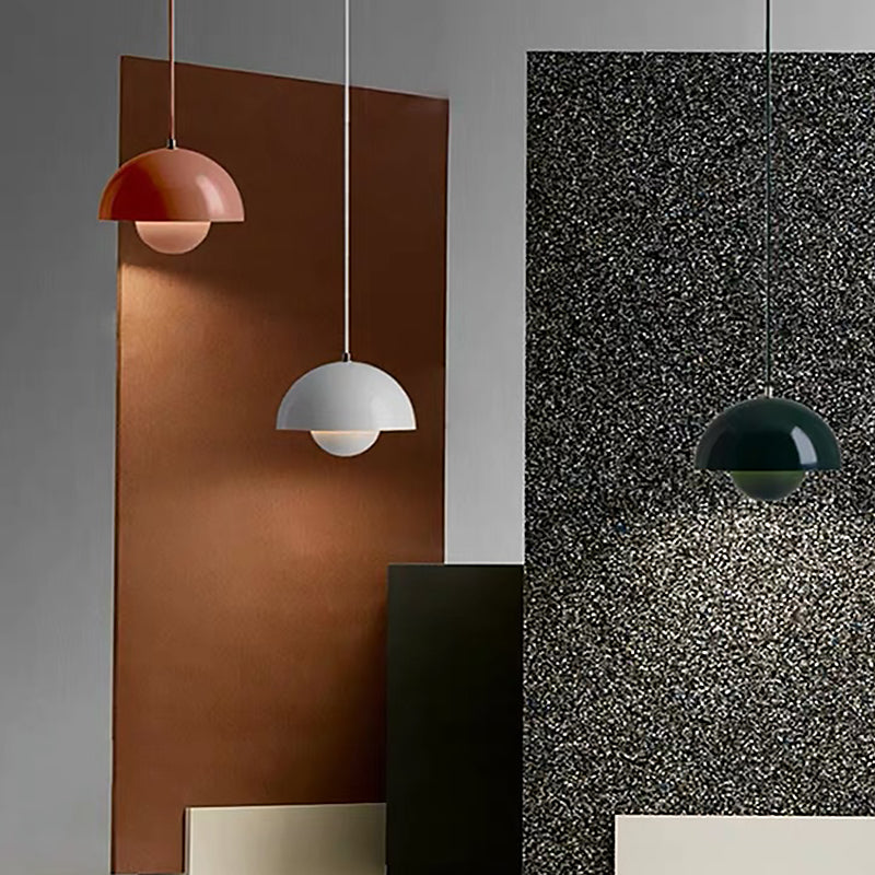 Lámpara colgante de domo de estilo moderno metal 1 luz Luz colgante para sala de estar de dormitorio