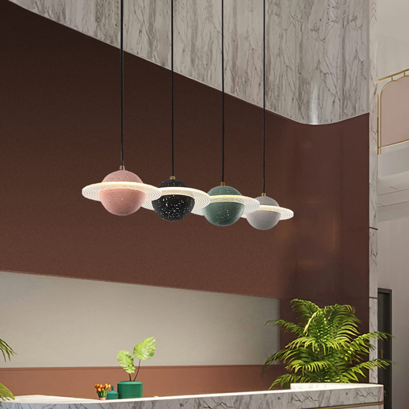 Lámpara colgante de cemento de forma de planeta LED Nordic moderno de cemento interior de cemento colgante