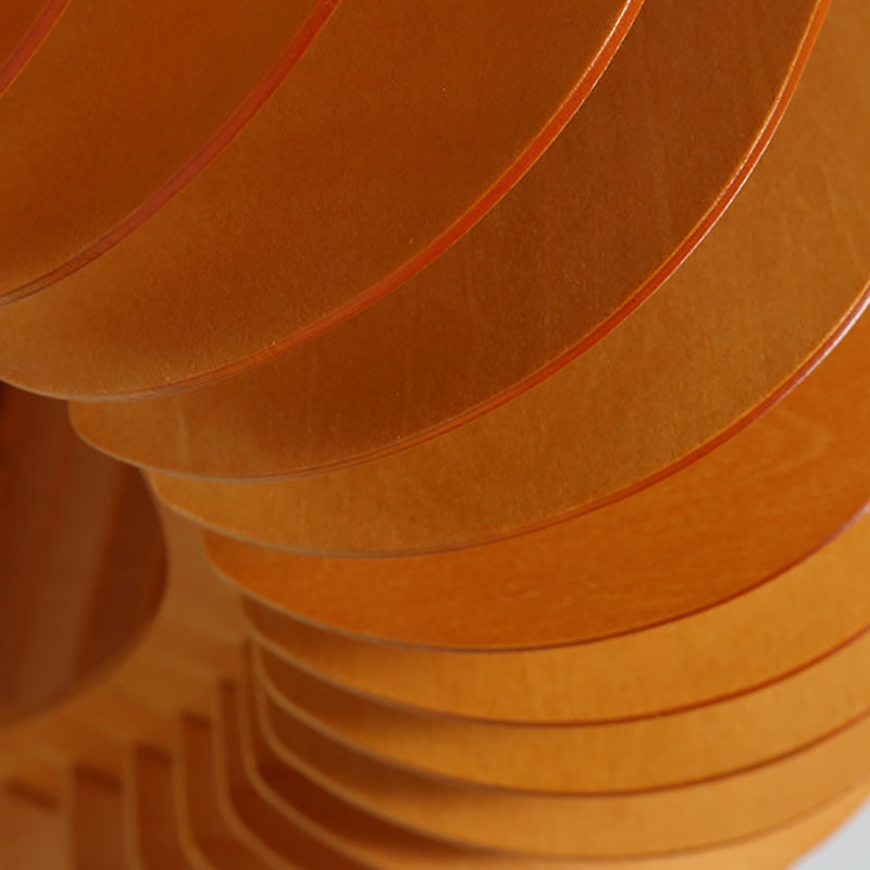 Japanese Style Pumpkin Hanging Light Wood Single-bulb Pendant for Dinning Room