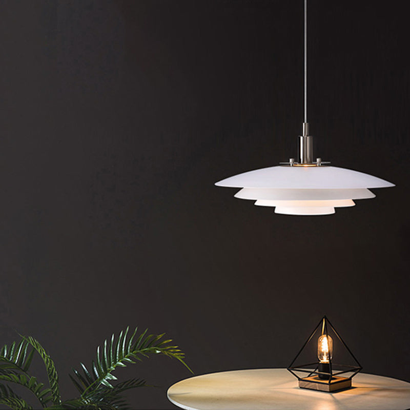 Estilo contemporáneo Geométrico Luz de comedor de comedor accesorio de iluminación de dormitorio en blanco