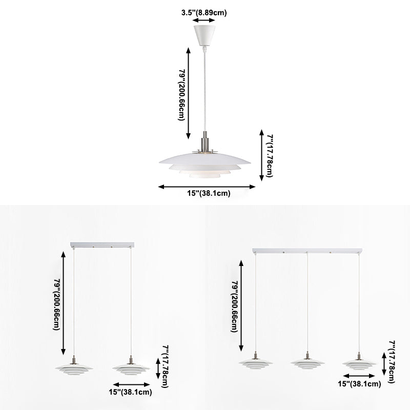 Estilo contemporáneo Geométrico Luz de comedor de comedor accesorio de iluminación de dormitorio en blanco