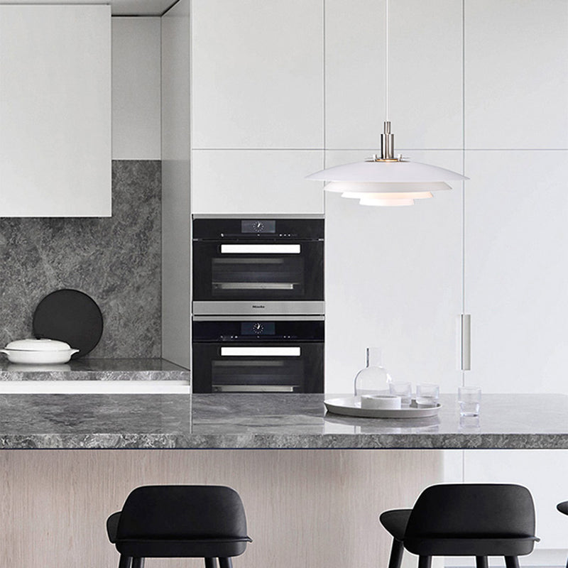 Estilo contemporáneo Geométrico Luz de comedor de comedor accesorio de iluminación de dormitorio en blanco