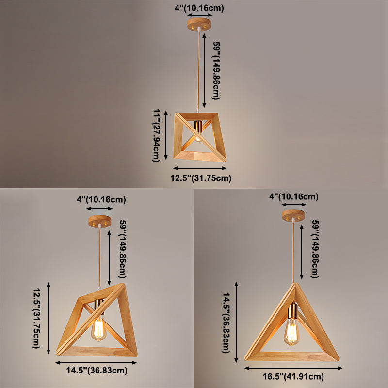 Dreiecks-Esszimmer Suspension anheizt helles Holz 1-Licht minimalistische Deckenbehandlung