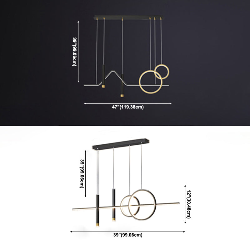 Linear Metal Island Lighting Fixture Simplicity Style LED Island Lamp for Dining Room