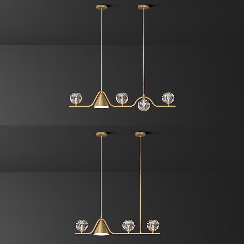 Globe Crystal Shade Island Light Modern Simplicity Style Hanging Lamp for Dining Room