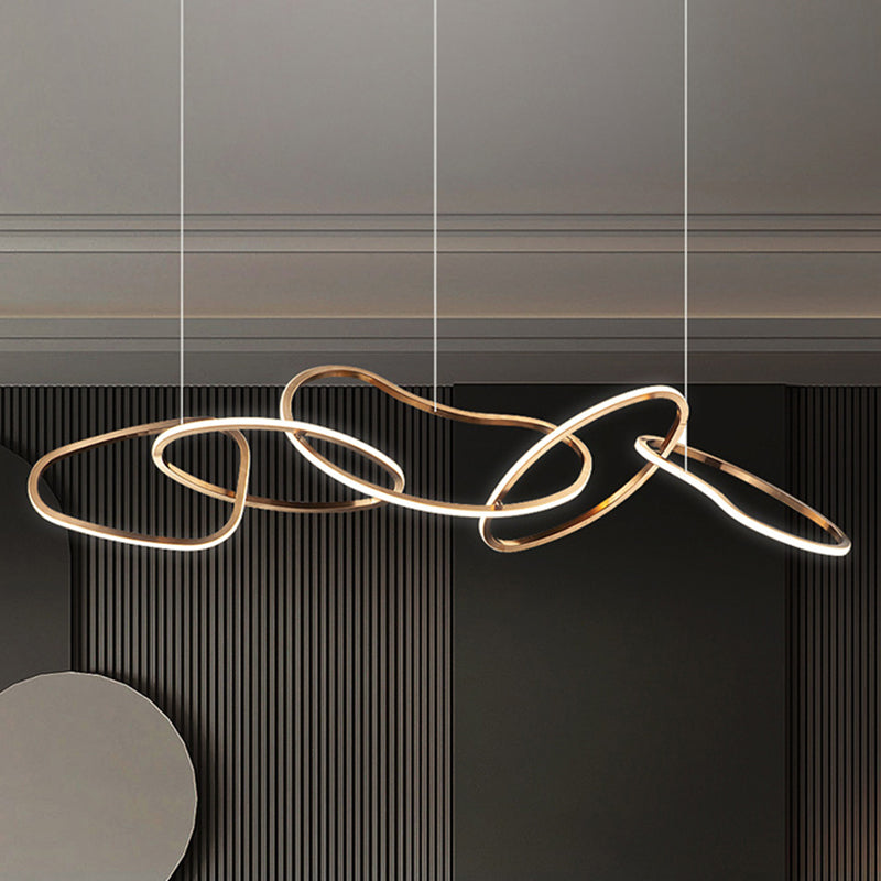 Rose Gold Metal Island Lights Acrylic Shade Modern Simplicity Hanging Lamp