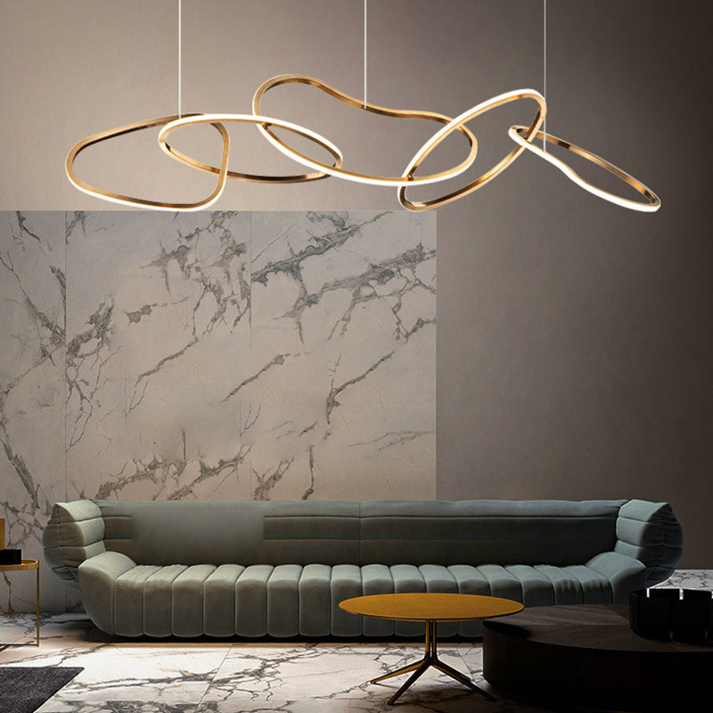 Rose Gold Metal Island Lights Acrylic Shade Modern Simplicity Hanging Lamp