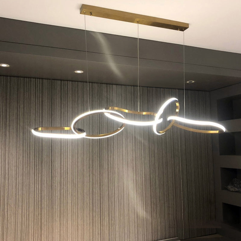 Rose Gold Metal Island Lights Acrylic Shade Modern Simplicity Hanging Lamp