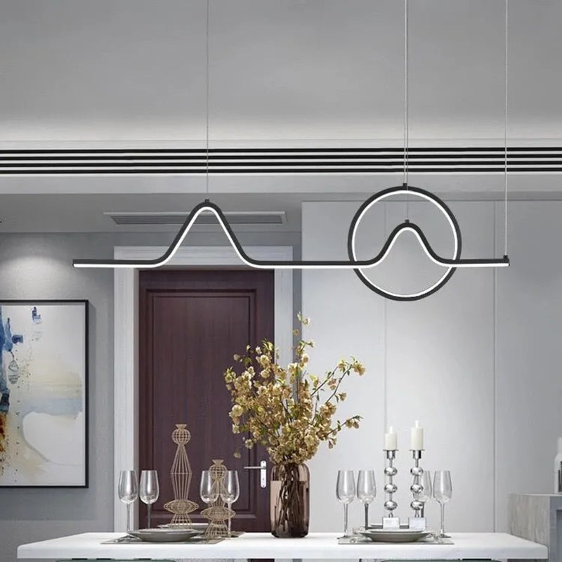 Simplicity Contemporary Style Island Light Line Shaped LED Hanging Light for Sitting Room