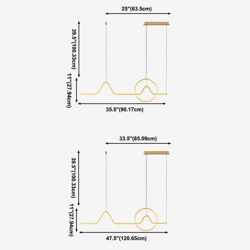 Simplicity Contemporary Style Island Light Line Shaped LED Hanging Light for Sitting Room