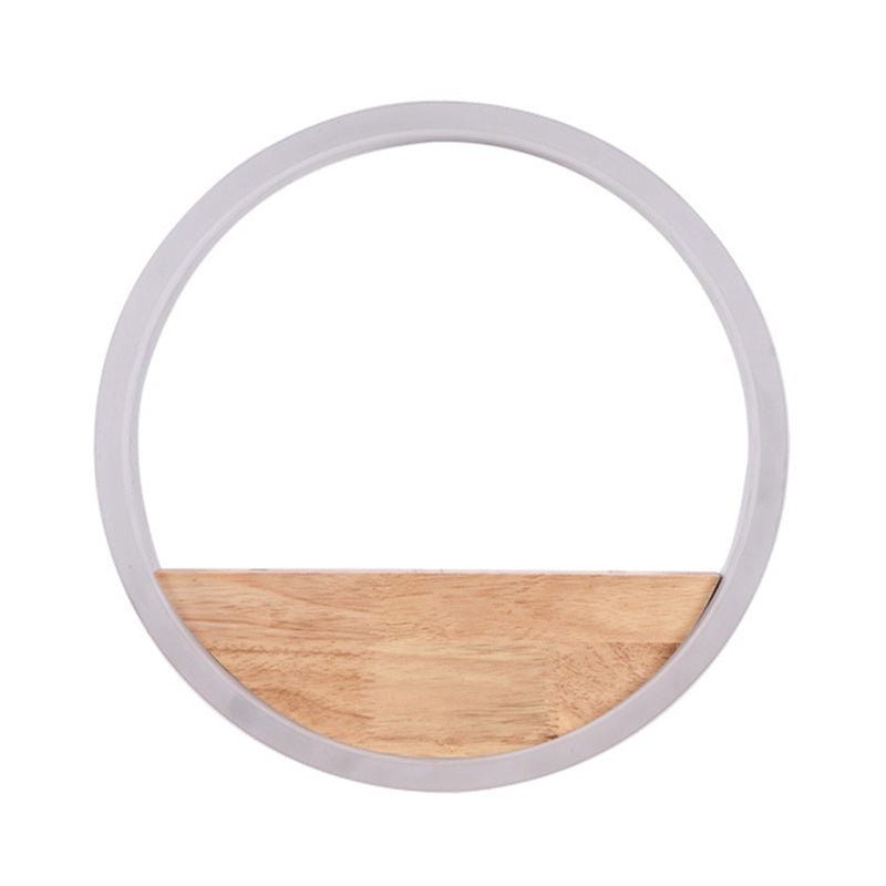 Iluminación en forma de acrílico O iluminación minimalista Luz de pared LED con estante de madera