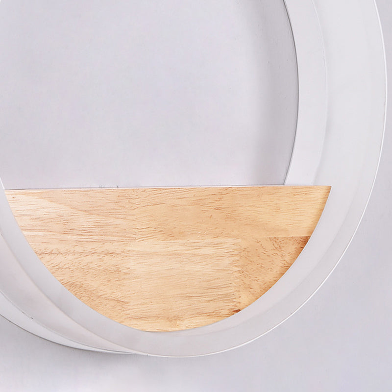 Iluminación en forma de acrílico O iluminación minimalista Luz de pared LED con estante de madera