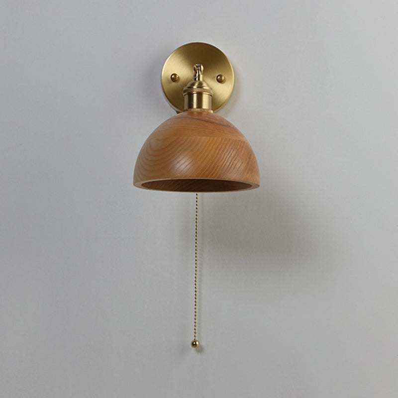 Ciotola in legno l'illuminazione a parete da parete nordica 1 panta murale in ottone con braccio altalena e catena di tiro