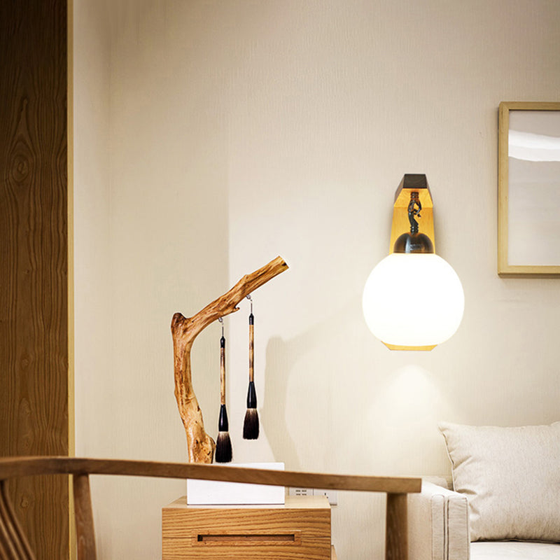 Lámpara de pared de estilo de estilo moderno accesorio de vidrio blanco de 1 bombilla Luz de montaje de pared de dormitorio