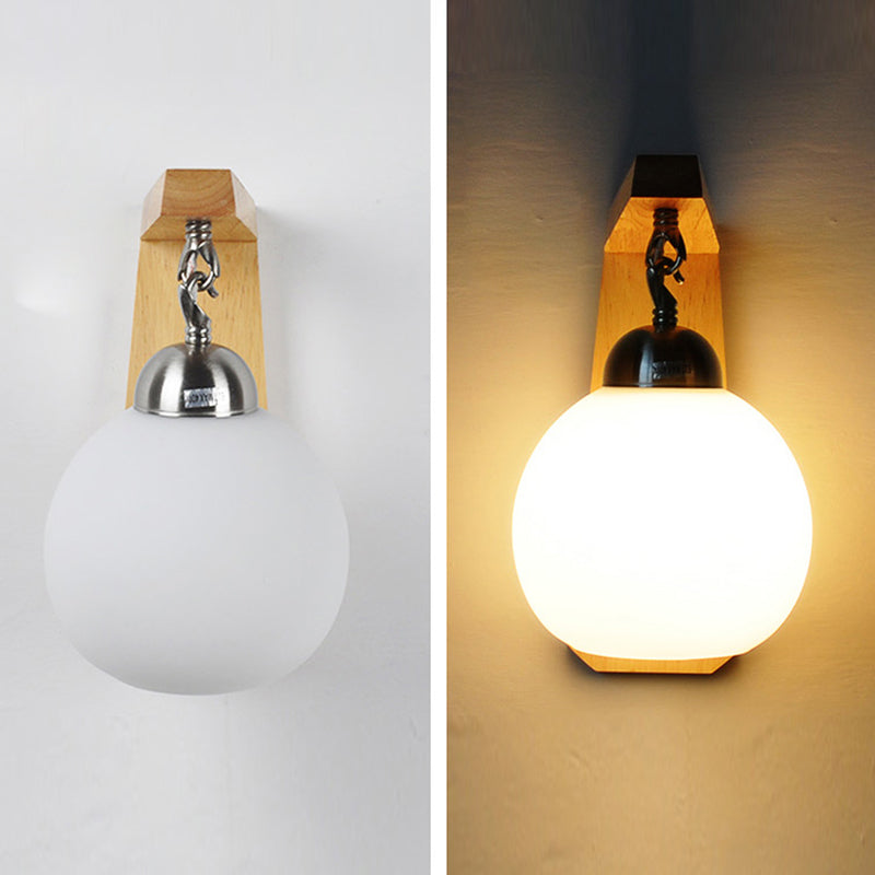 Lámpara de pared de estilo de estilo moderno accesorio de vidrio blanco de 1 bombilla Luz de montaje de pared de dormitorio