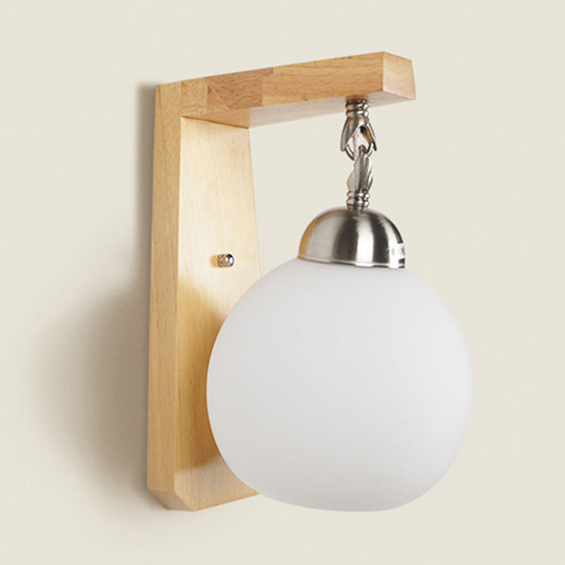Lámpara de pared de estilo de estilo moderno accesorio de vidrio blanco de 1 bombilla Luz de montaje de pared de dormitorio