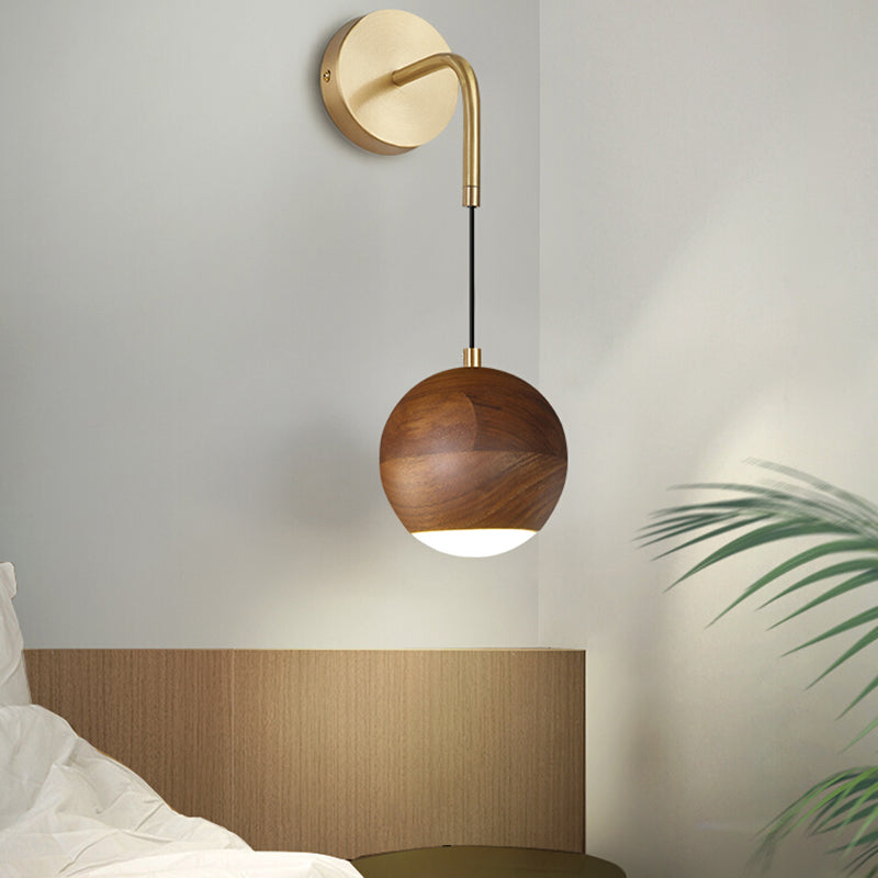 Hölzerne Globus Wandhängerlampe Nordic 1 Kopf Nachtwandmontage Licht montiert