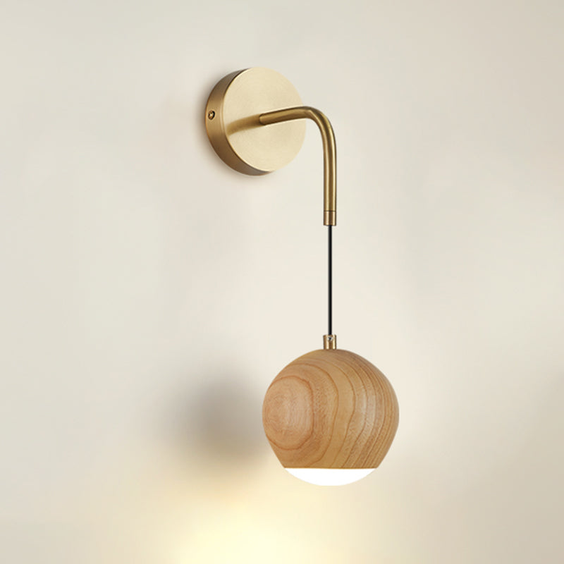Hölzerne Globus Wandhängerlampe Nordic 1 Kopf Nachtwandmontage Licht montiert