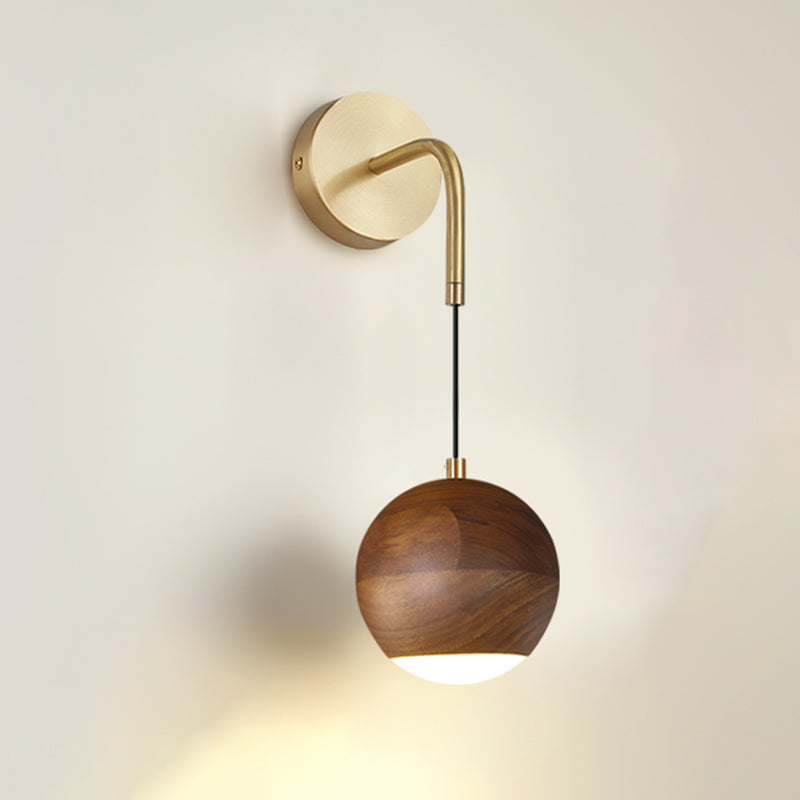Hölzerne Globus Wandhängerlampe Nordic 1 Kopf Nachtwandmontage Licht montiert