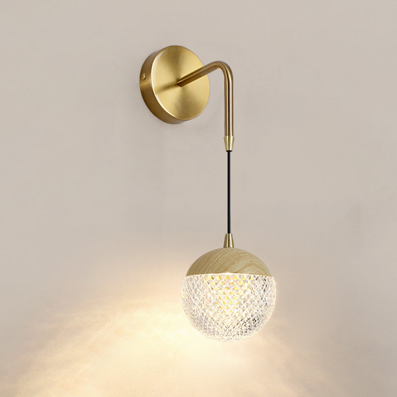 Hölzerne Globus Wandhängerlampe Nordic 1 Kopf Nachtwandmontage Licht montiert