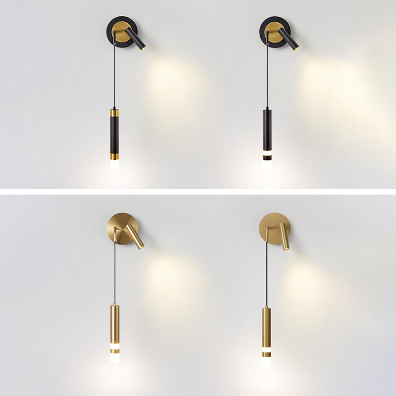 Metal Sconce Wall Light Modern Style Hanging Wall Sconce in Black and Gold