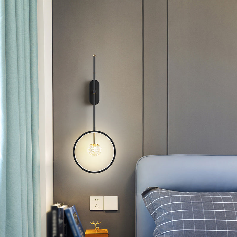 Black Metal Sconce Wall Light Modern Style Single Light Wall Lamp for Bedroom