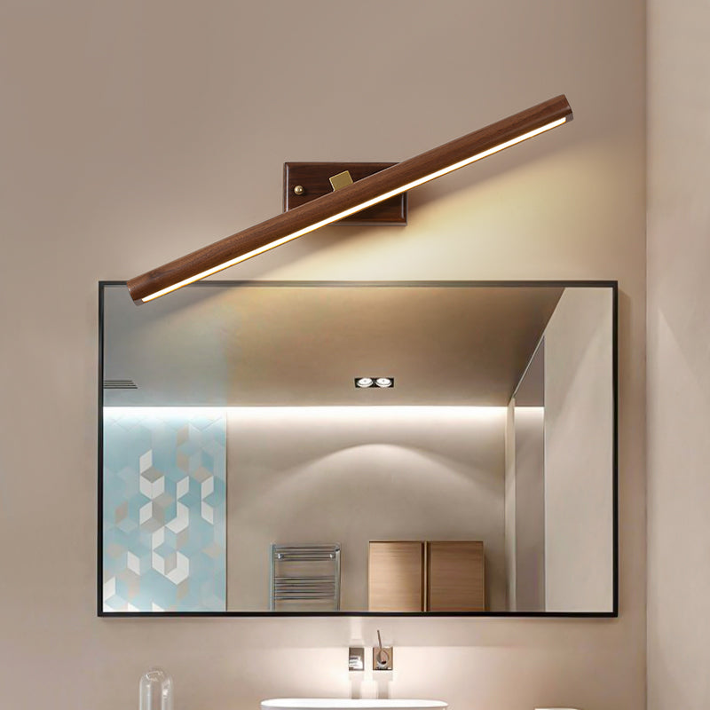 Modern Nordic LED Mirror Light Rotatable Wooden Wall Sconce Light for Bedroom Bathroom