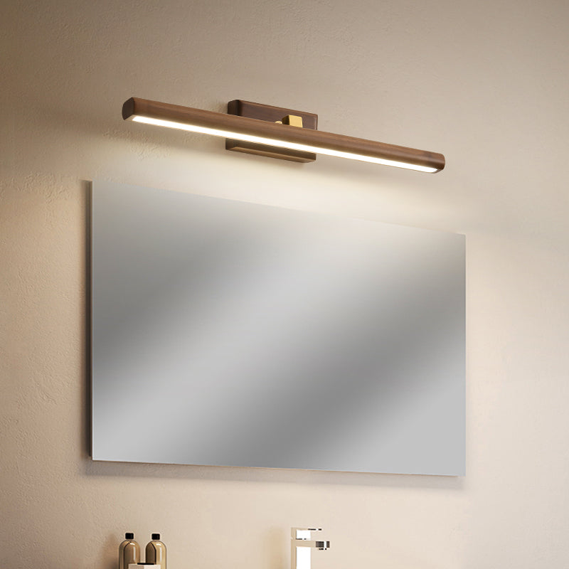 Modern Nordic LED Mirror Light Rotatable Wooden Wall Sconce Light for Bedroom Bathroom