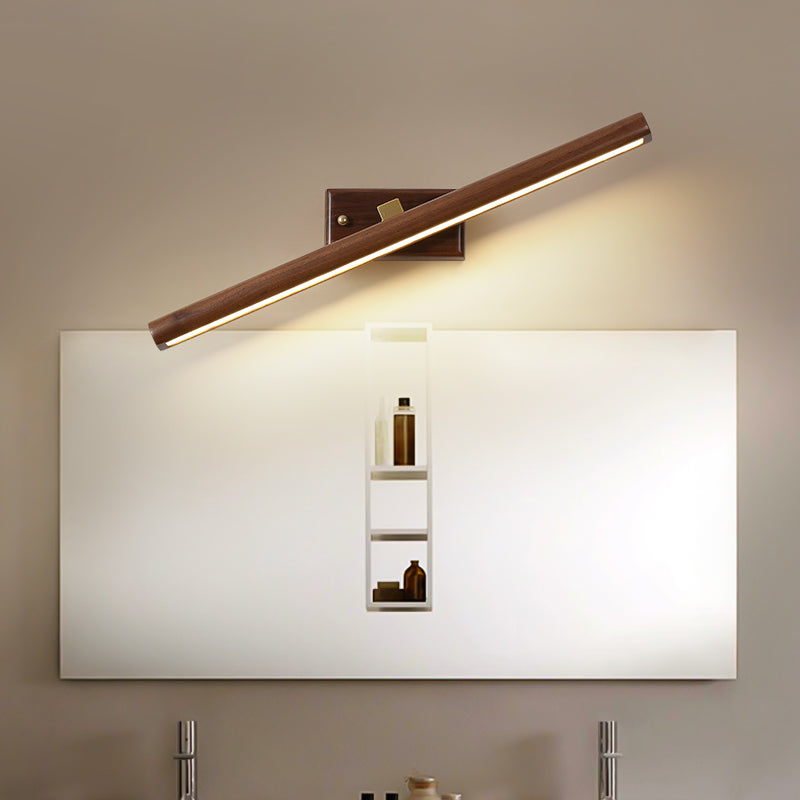 Modern Nordic LED Mirror Light Rotatable Wooden Wall Sconce Light for Bedroom Bathroom