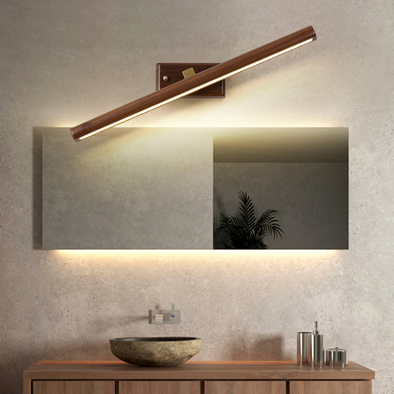 Modern Nordic LED Mirror Light Rotatable Wooden Wall Sconce Light for Bedroom Bathroom