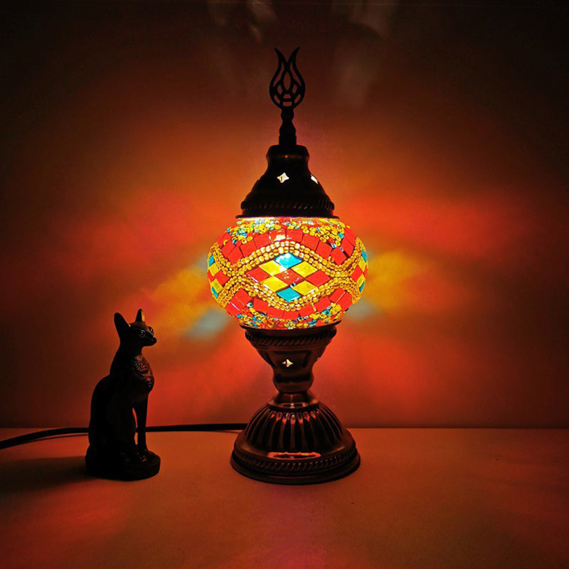Mesa de mosaico de estilo vintage Lámpara de vidrio Lámpara de lámpara de escritorio de lámpara de vidrio