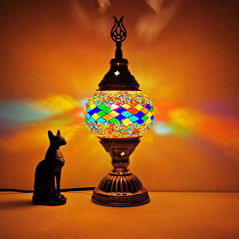 Mesa de mosaico de estilo vintage Lámpara de vidrio Lámpara de lámpara de escritorio de lámpara de vidrio