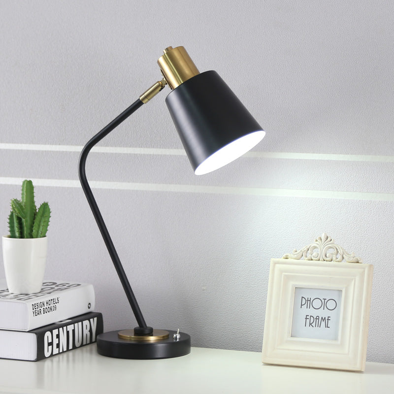 Macaroon Night Table Lamps Barrel 1-Light Bedroom Nightstand Lights with Metal Shade