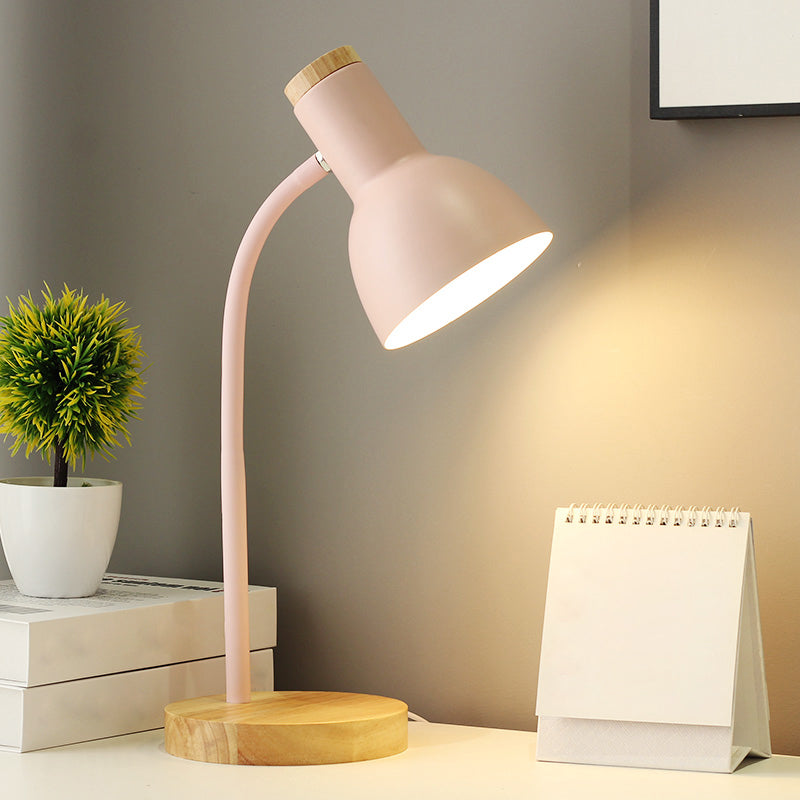 Luces de mesa nocturna de macarrón campana lámparas de mesita de noche de 1 dormitorio con sombra de metal