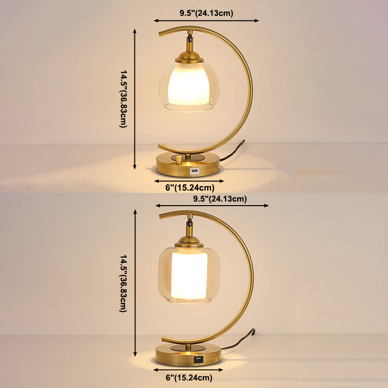 One Bulb Contemporary Table Lamp Clear Glass Bedroom Living Room Desk Lamp in Gold