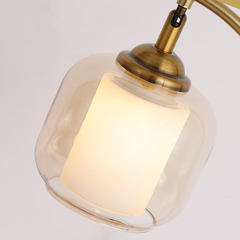 One Bulb Contemporary Table Lamp Clear Glass Bedroom Living Room Desk Lamp in Gold